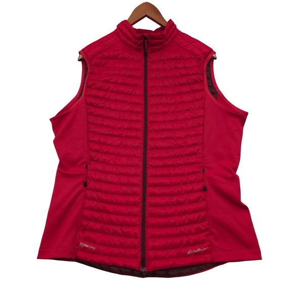 Eddie Bauer Jackets & Blazers - Eddie Bauer Stormdown 800 Goose Down Puffer Vest Full Zip Red Womens XL Tall